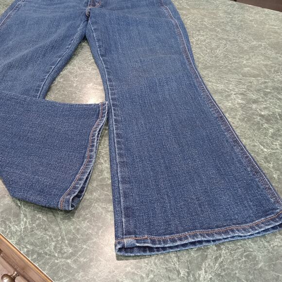 Old Navy Womens Sz 8 Dark Wash High Rise Vintage Cropped Flare Denim Jeans Cool - Picture 2 of 11